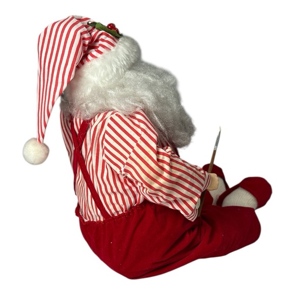 Vintage Sitting Santa with Slippers 13" Tall Rocking Horse Paint Brush Porcelain - Picture 6 of 11